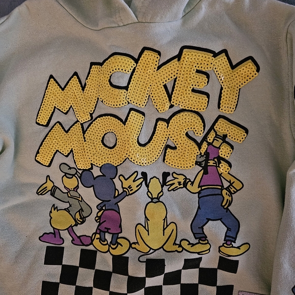 Disney Green Mickey Mouse Cropped Hoodie Sweatshirt - Picture 6 of 9